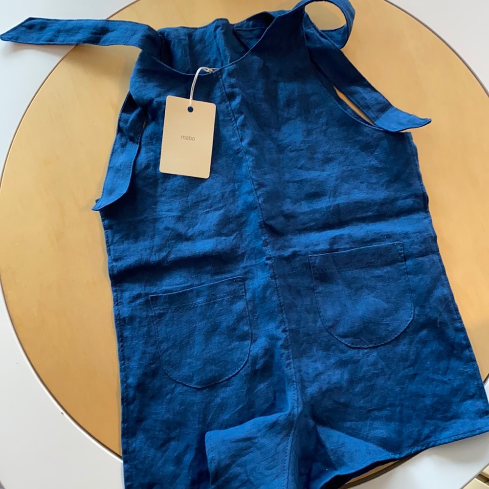 Mabo organic pocket tie short romper jumper